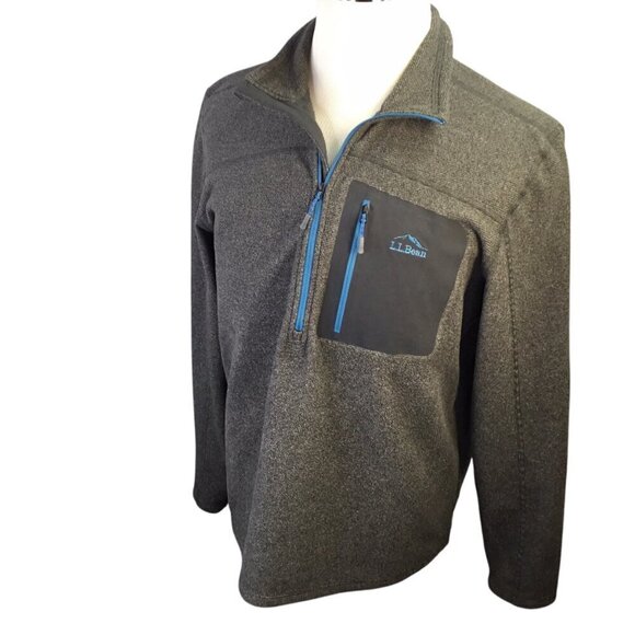 L.L. Bean North Ridge Slightly Fitted 1/4 Zip Fleece Pullover Sweater Gray Blue - Picture 1 of 7